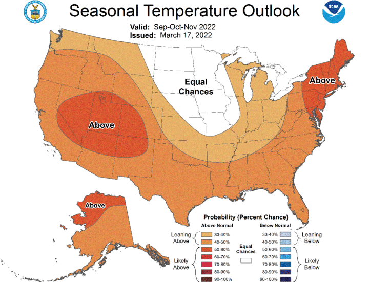 October-December temp outlook map