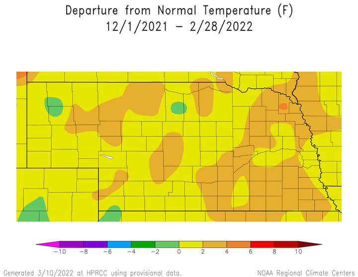 Winter 2021-22 temperature anomalies graph