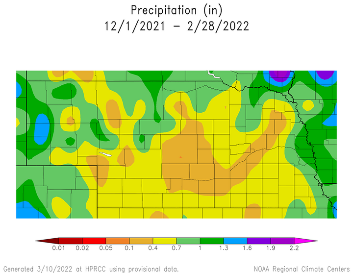 Winter 2021-22 accumulated precip map