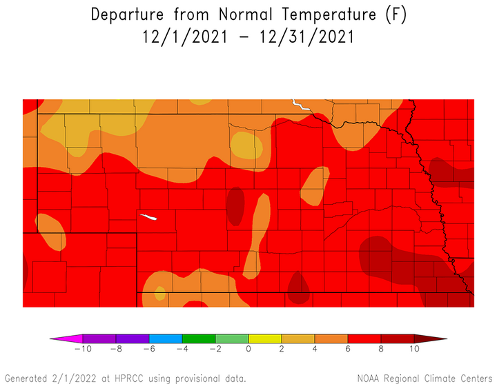 December 2021 temp anomalies graph