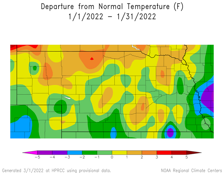 January 2022 temp anomalies graph