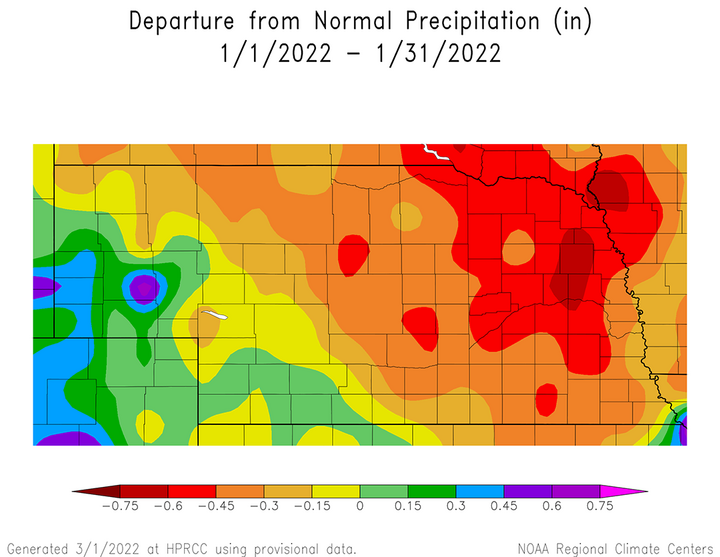 January 2022 precip anomalies graph