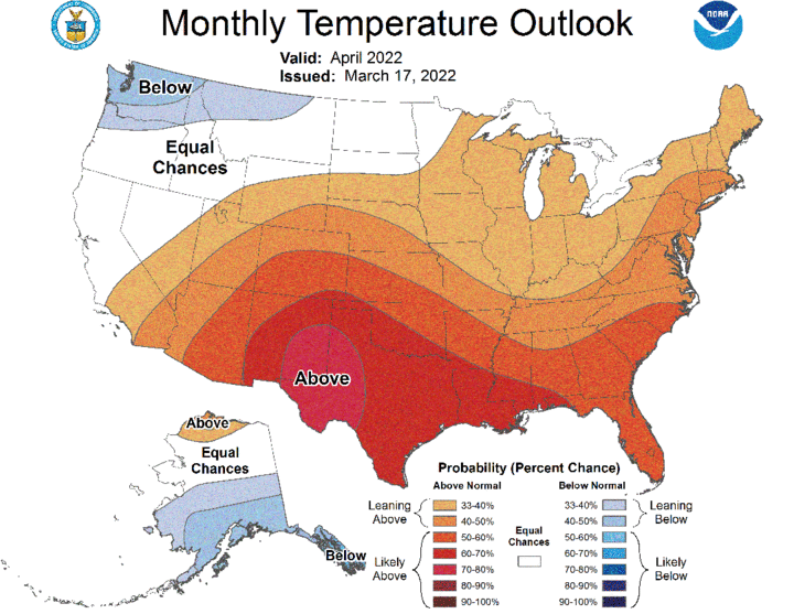 April temp outlook map