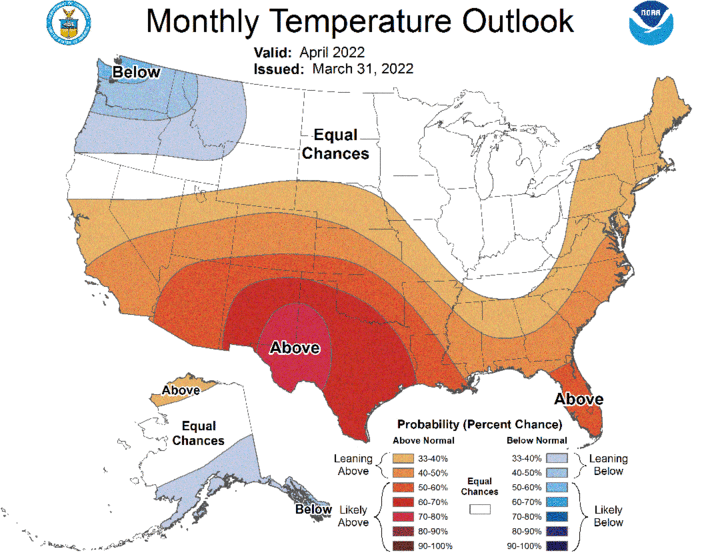 April temp outlook map