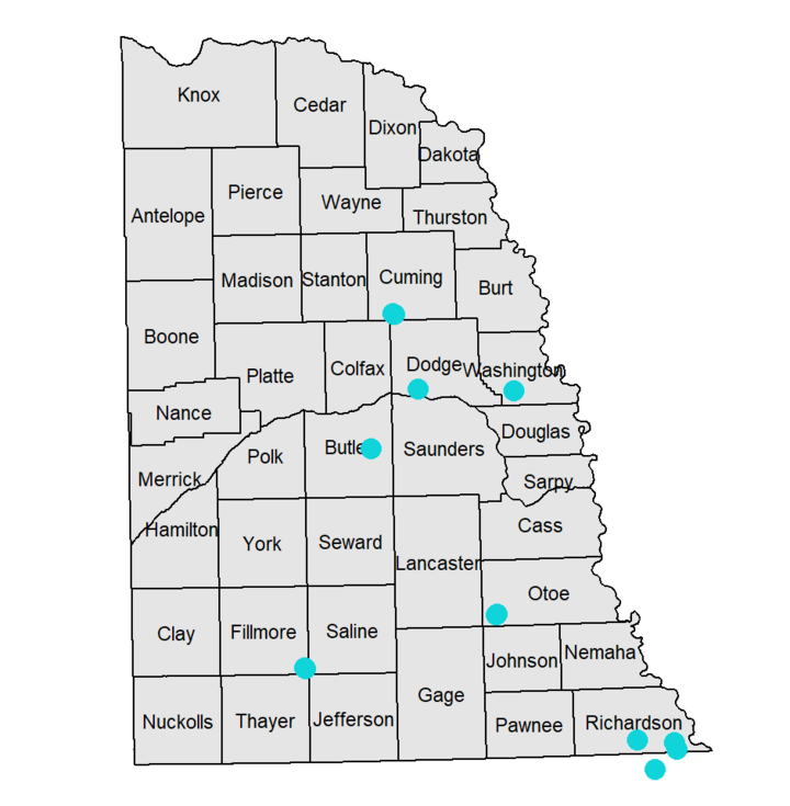 On-farm research study locations