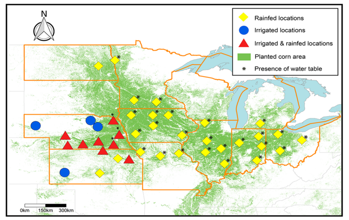 Corn yield forecast sites