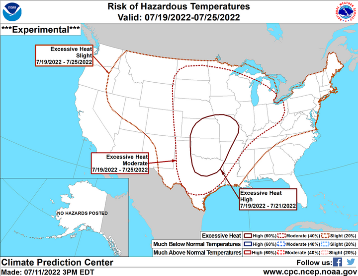 Excessive heat warning map