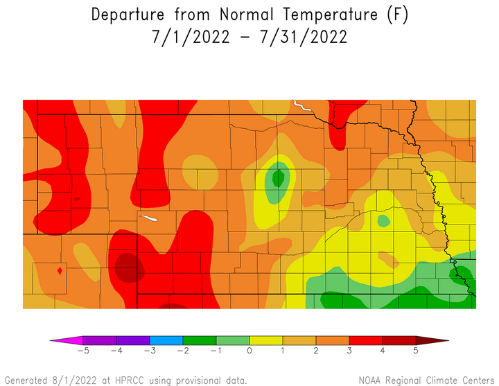 Average temperature anomalies in July