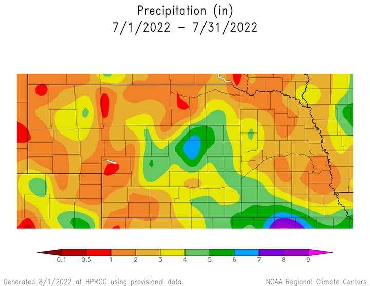 Precipitation in July 