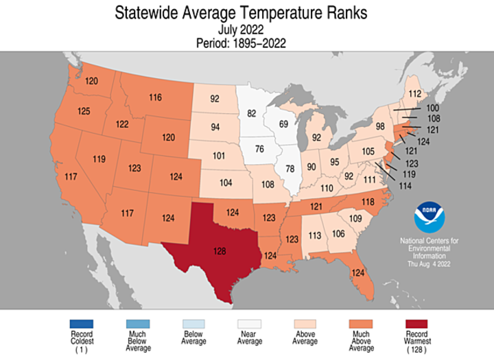 U.S. temp rankings