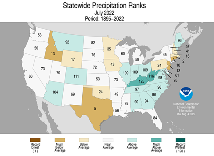 U.S. precip rankings