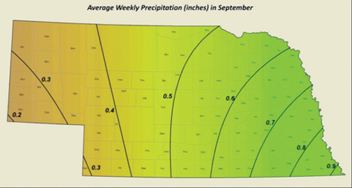 Average weekly precip September