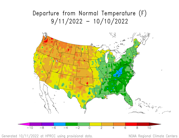 30 day temperature trend