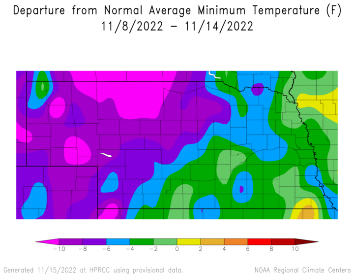 Minimum temperature anomalies