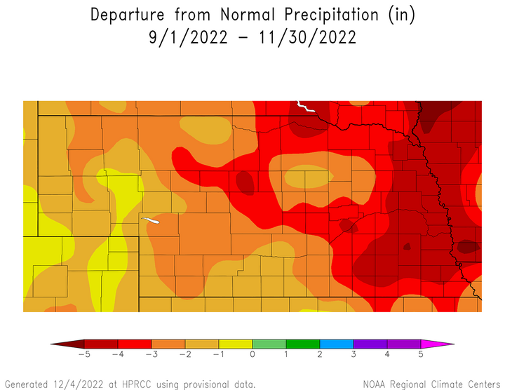 September to November precip anomalies in Nebraska