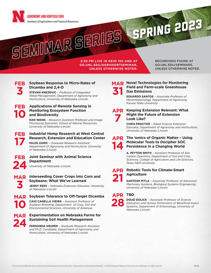 Seminar series schedule