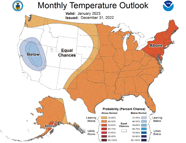 January temp outlook map