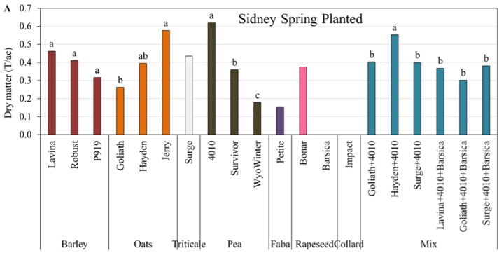 Sidney cover crop biomass chart