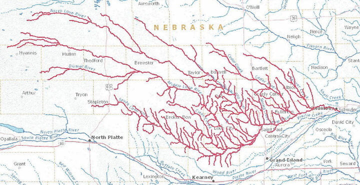 Loup River drainage system