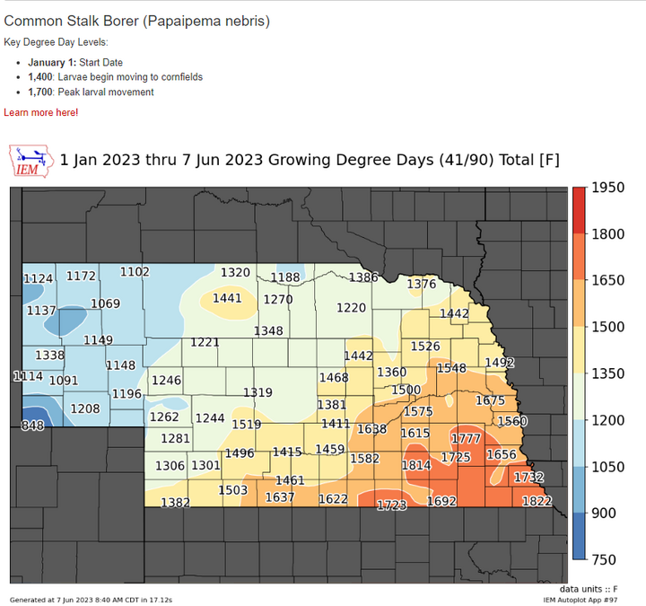 map of accumulated degree days