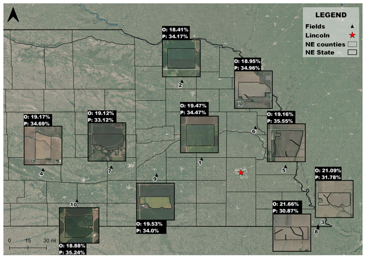 Soybean study field locations