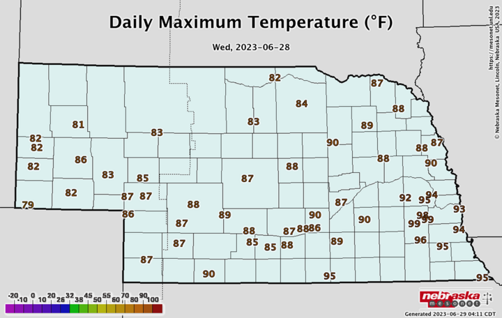 Max temps map