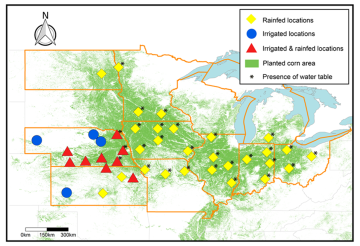 Corn yield forecast sites