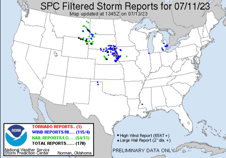 Storm reports map