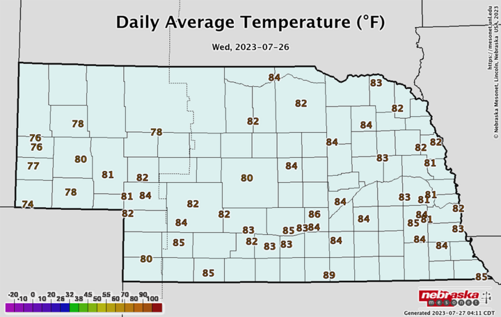 July 26 temps map