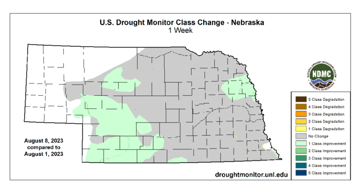 Aug. 1-8 Drought monitor changes map