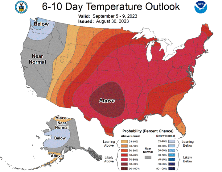 Six to 10-day temperature outlook