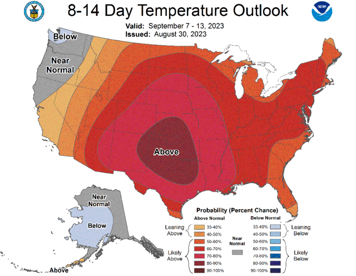 Eight- to 14-day temperature outlook