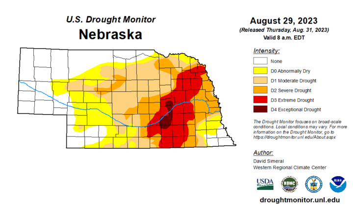 Drought Monitor map for Aug. 29