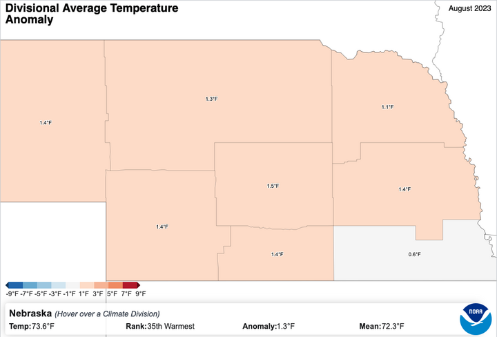 August 2023 temperature anomalies