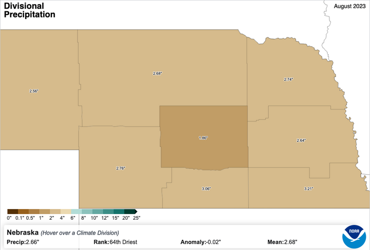 August 2023 average precip