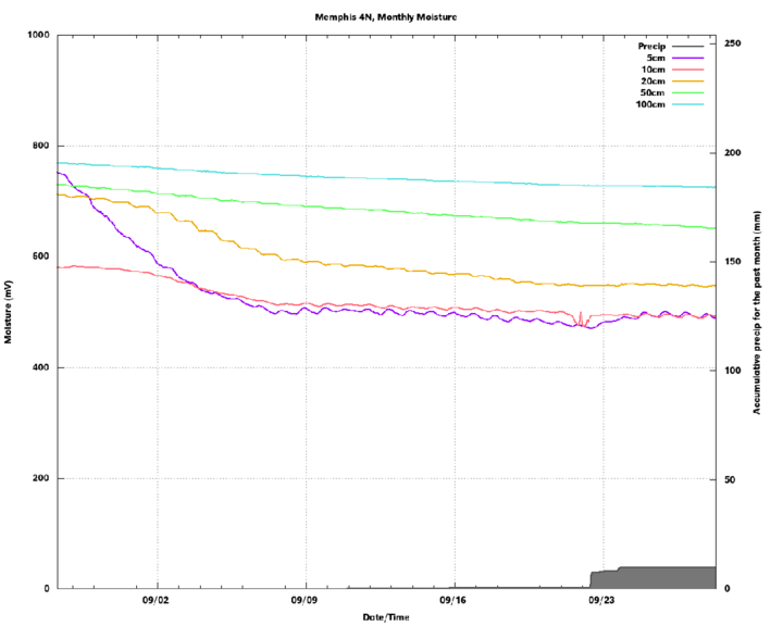 Raw soil moisture at Memphis