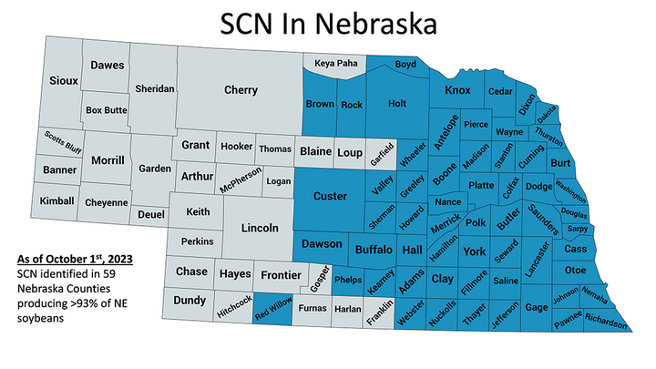 SCN Nebraska map for Oct. 1, 2023