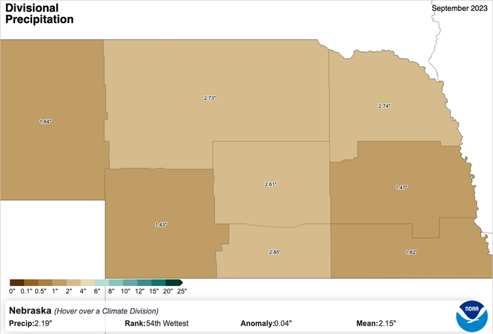 September 2023 precipitation by crop district