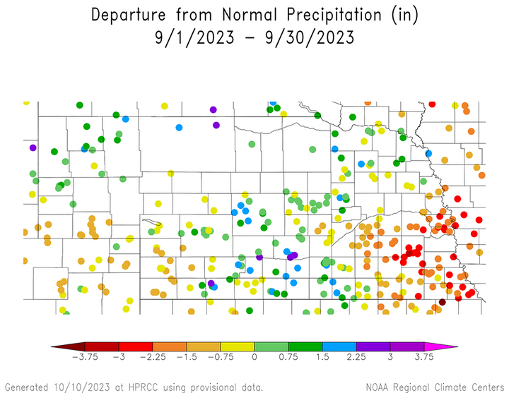 September 2023 temperature anomalies by crop district