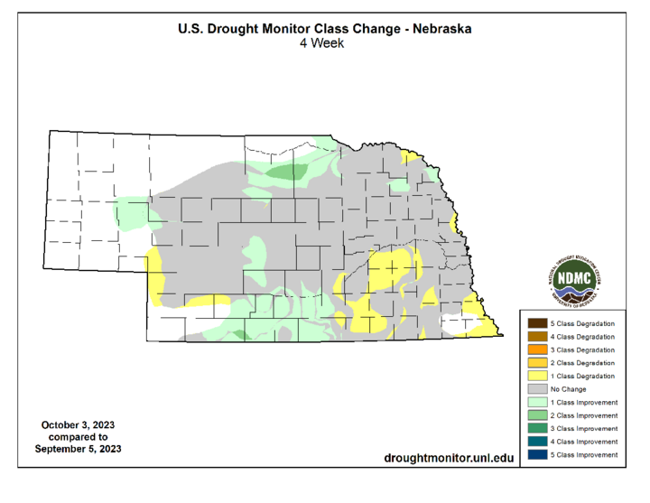 Drought monitor changes Sept. 4 to Oct. 3