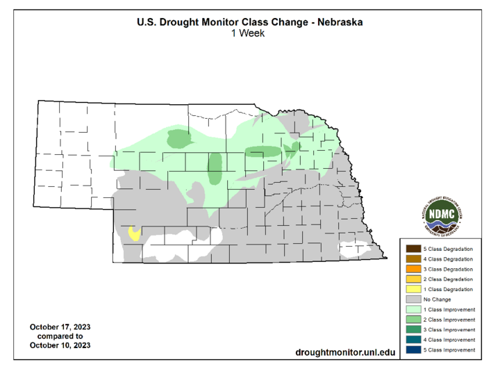 One-week change in the U.S. Drought Monitor