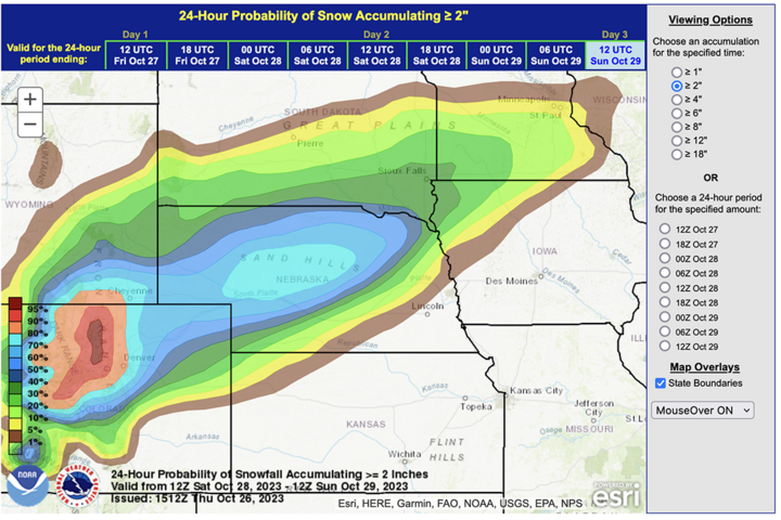 Snow accumulation map