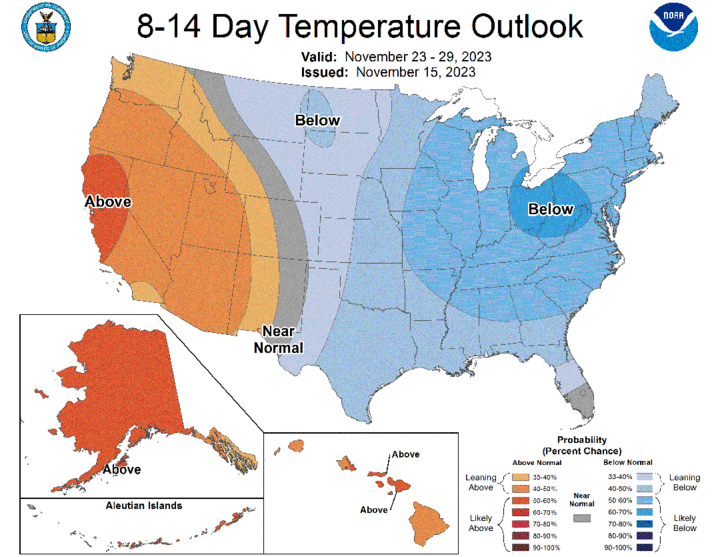 Eight- to 14-day temperature outlook