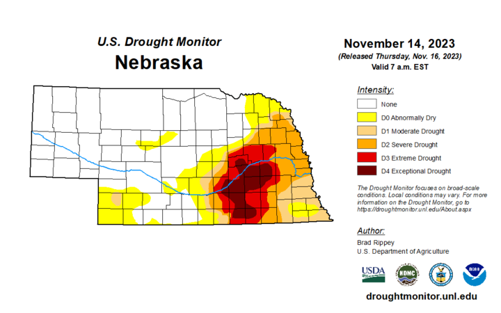 U.S. Drought Monitor map for Nov. 14