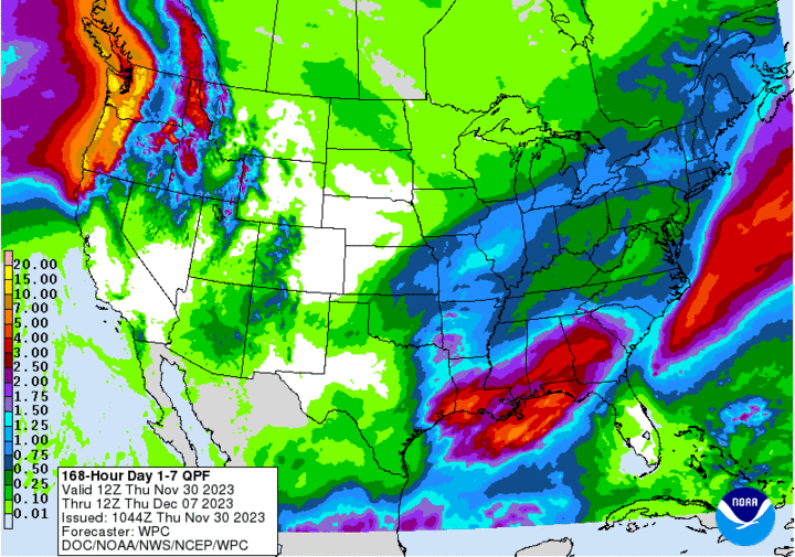 Seven day precipitation outlook