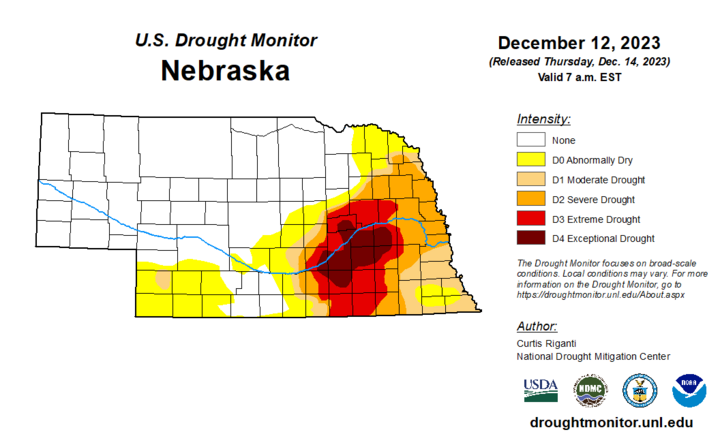 U.S. Drought Monitor as of Dec. 12