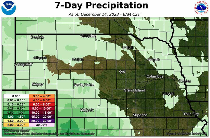 Precipitation from Dec. 7 to Dec. 14