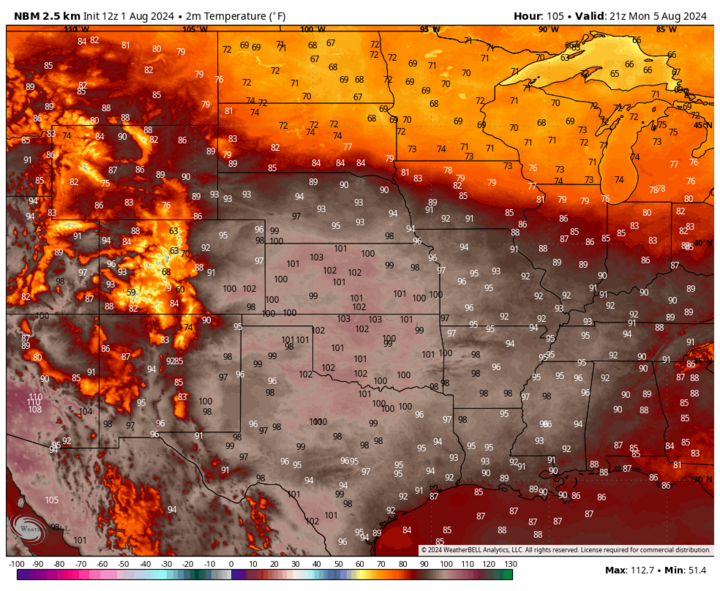 Aug. 5 temperature outlook map