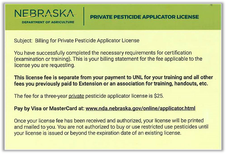 Pesticide training certification card