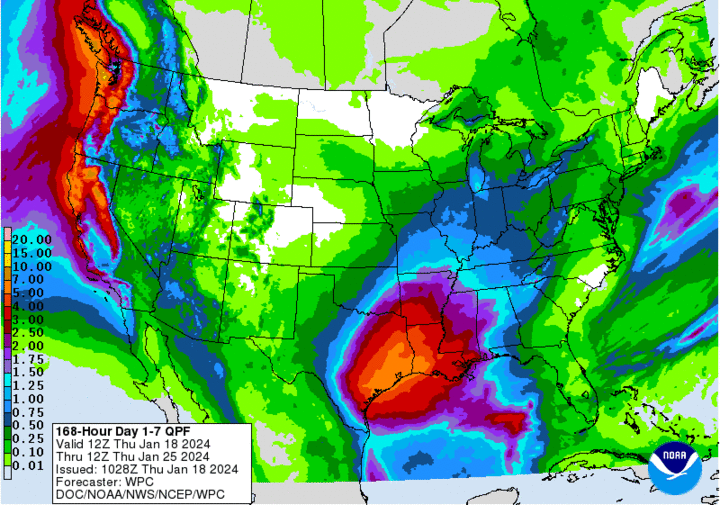 Estimated expected precipitation Jan. 18-25